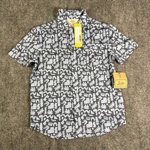Bixby Nomad Boys Button Up Short Sleeve Geometric Shirt XS 4/5